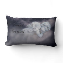 Sweet Sleeping Cherub On Clouds Lumbar Pillow