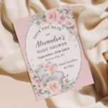 Sweet Sleeping Elephant Pink Floral Baby Shower Save The Date<br><div class="desc">Personalise this sweet elephant baby shower save the date easily and quickly. Simply click the customise it further button to edit the texts,  change fonts and fonts colours. Featuring beautiful watercolor pink flowers and a sweet baby elephant . Matching items available in store. (c) Somerset Fine Paperie</div>