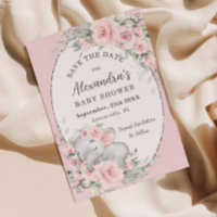 Sweet Sleeping Elephant Pink Floral Baby Shower