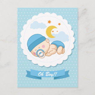 Sweet Sleeping Infant Boy Baby Shower Invitation Postcard
