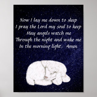 Sweet Sleeping Lamb - Now I lay me Prayer Poster