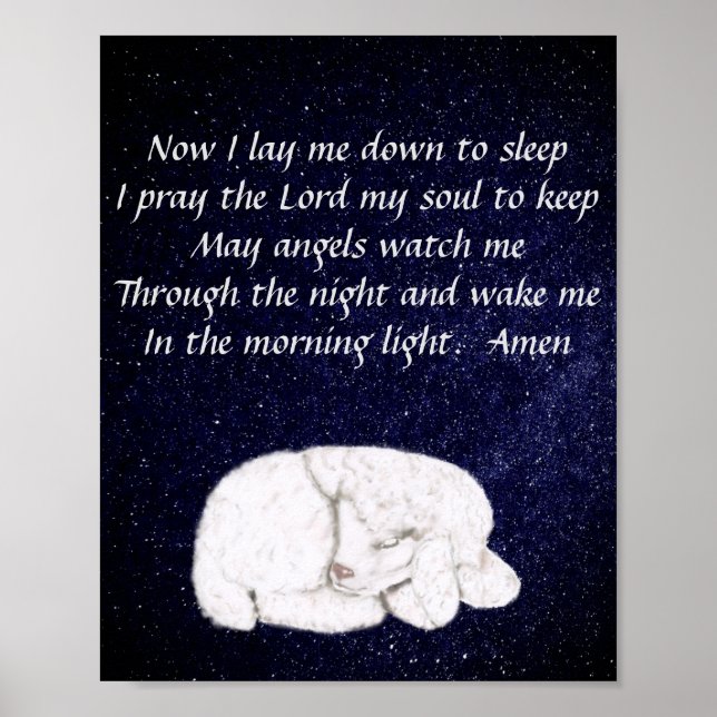 Sweet Sleeping Lamb - Now I lay me Prayer Poster (Front)