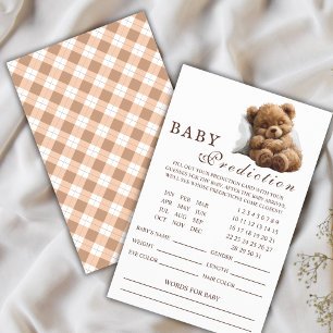 Sweet Sleeping Teddy Bear Baby Predictions Card