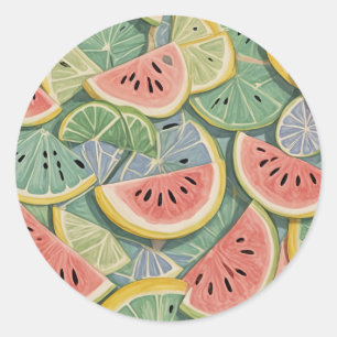 Sweet Slice: Pastel Abstract Watermelon Classic Round Sticker