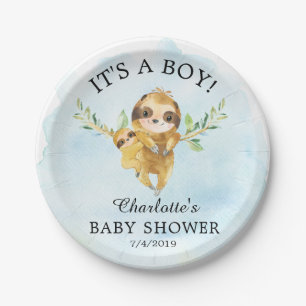 Sweet Sloth Baby Shower 7" Plate