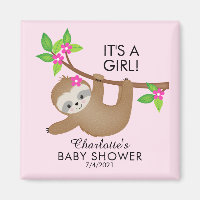 Sweet Sloth Girls Baby Shower Favour  Magnet