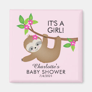 Sweet Sloth Girls Baby Shower Favour  Magnet