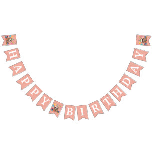 Sweet Sloth Happy Birthday Pink Cute Bunting