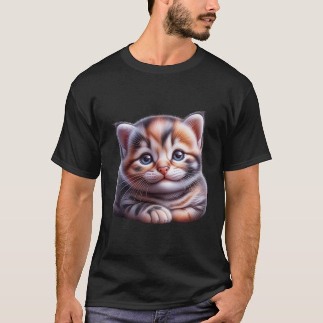 Sweet Smiling Calico Kitten Blue Eyes  ✨🐾💙 T-Shirt (Front)