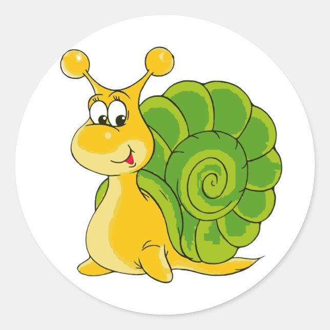 Sweet Smiling Snail Classic Round Sticker (Front)