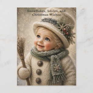 Sweet Snow Child Christmas Greeting Card