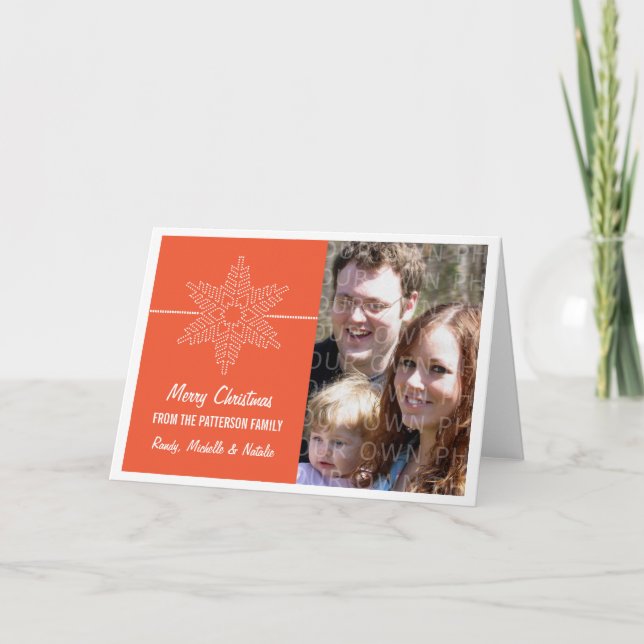 Sweet Snowflake Holiday Card, Orange Card (Front)