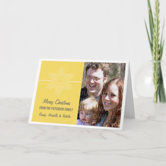 Sweet Snowflake Holiday Card, Yellow Card (Front)