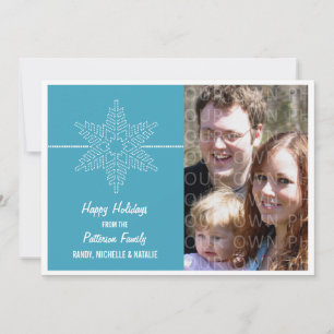 Sweet Snowflake Holiday Flat Card, Blue Card