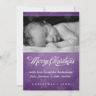Sweet snowflake purple holiday photo card