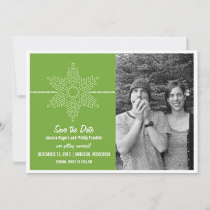 Sweet Snowflake Save the Date Invite, Green Invitation