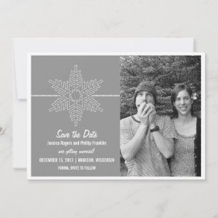 Sweet Snowflake Save the Date Invite, Grey Invitation