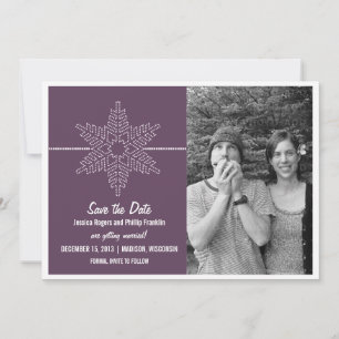 Sweet Snowflake Save the Date Invite, Purple