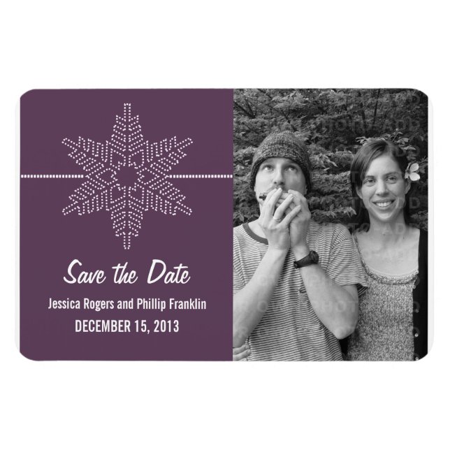 Sweet Snowflake Save the Date Magnet, Purple Magnet (Horizontal)