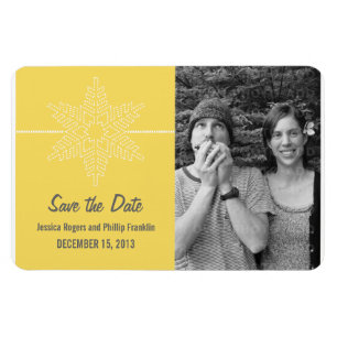 Sweet Snowflake Save the Date Magnet, Yellow Magnet