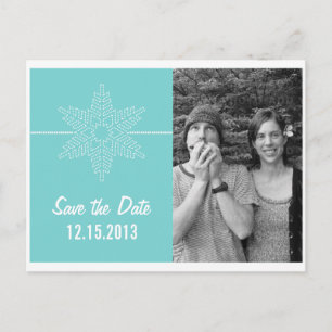 Sweet Snowflake Save the Date Postcard, Aqua Announcement Postcard