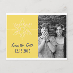 Sweet Snowflake Save the Date Postcard, Yellow Announcement Postcard