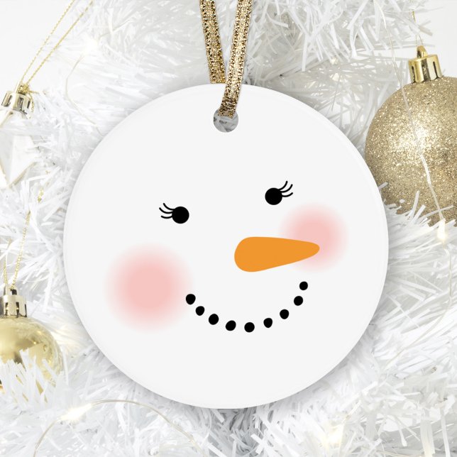 Sweet Snowgirl Face Christmas Keepsake Winter Ornament (Creator Uploaded)