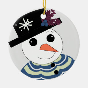 Sweet Snowman Face Ceramic Tree Decoration