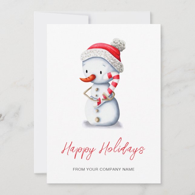 Sweet Snowman Logo Business  Holiday Card