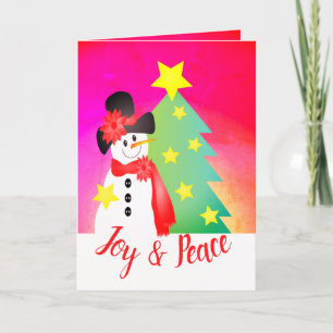 Sweet Snowman Themed Folded Holiday Card