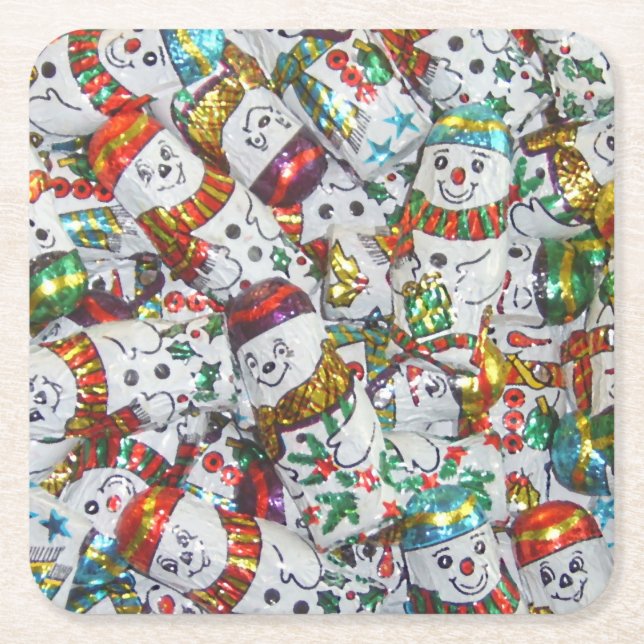Sweet Snowmen coaster set square (Front)