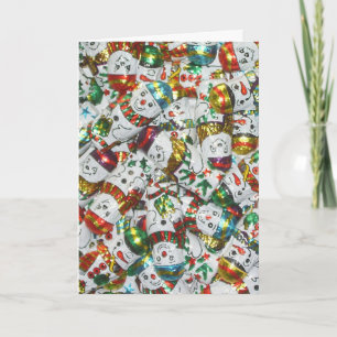 Sweet Snowmen Merry Christmas inside text portrait Holiday Card