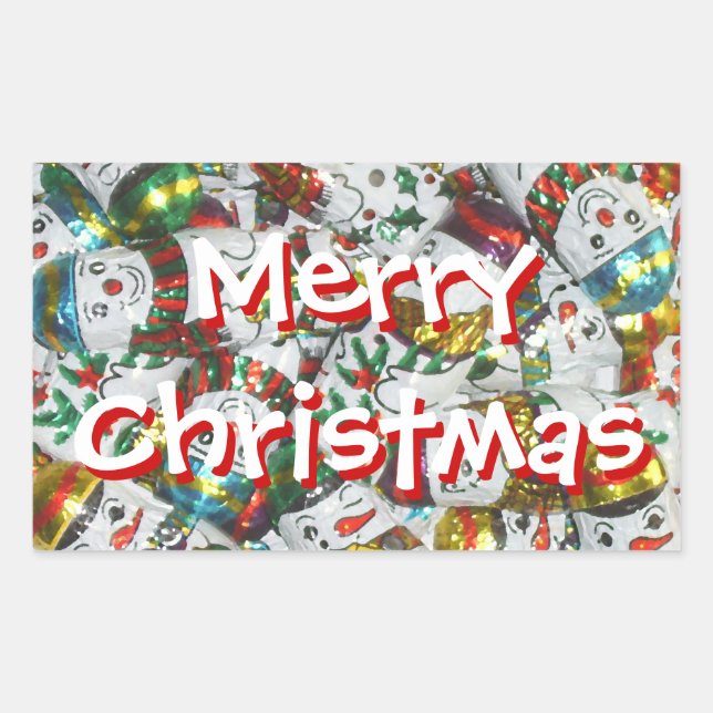 Sweet Snowmen Merry Christmas sticker rectangle (Front)