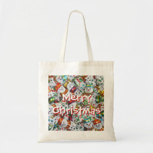 Sweet Snowmen Merry Christmas tote bag