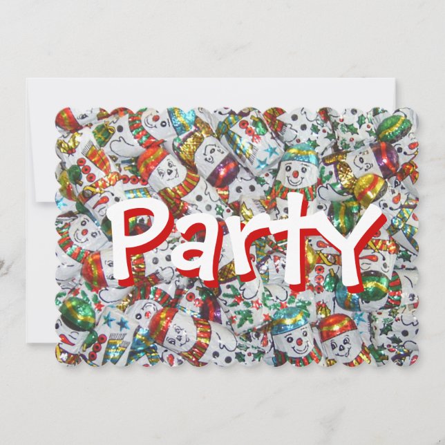 Sweet Snowmen Party invitation red back (Front)