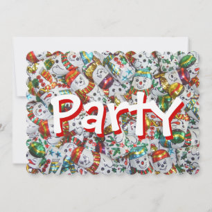 Sweet Snowmen Party invitation red back