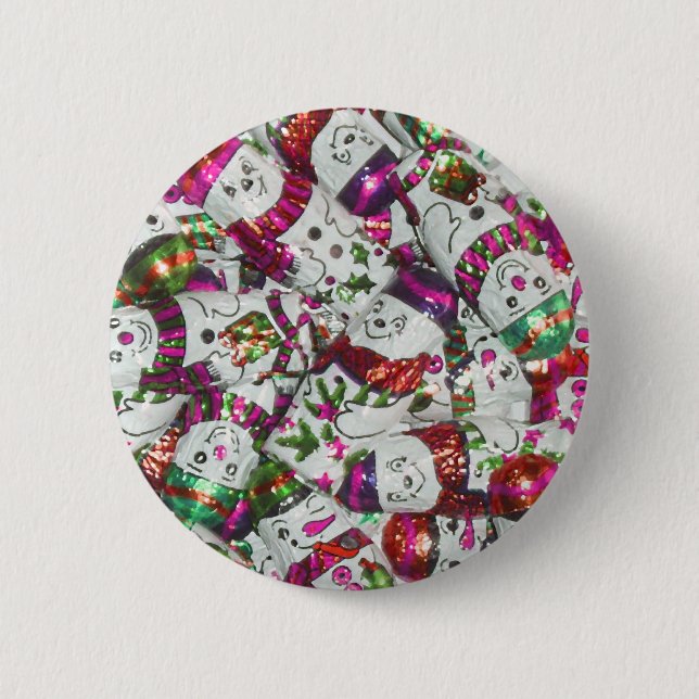 Sweet Snowmen Pink button (Front)