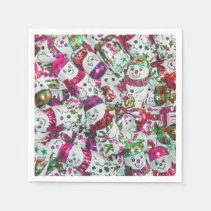 Sweet Snowmen Pink paper napkin