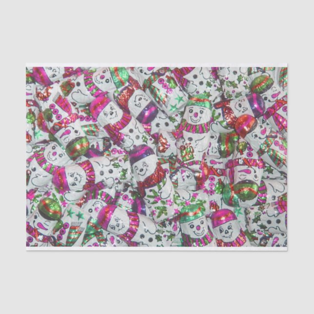 Sweet Snowmen Pink tissue paper (Front)