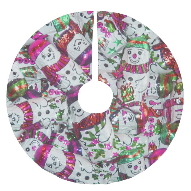 Sweet Snowmen Pink tree skirt (Front)