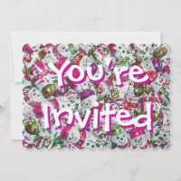 Sweet Snowmen Pink You're Invited pink back