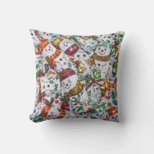 Sweet Snowmen throw pillow square
