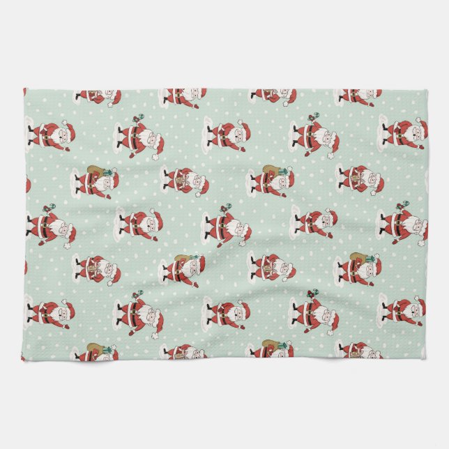 Sweet Snowy Santa Holiday Kitchen Towel (Horizontal)