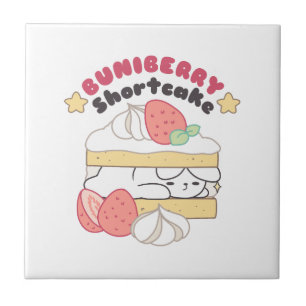 Sweet Snuggles: Buniberry Shortcake Delight Ceramic Tile