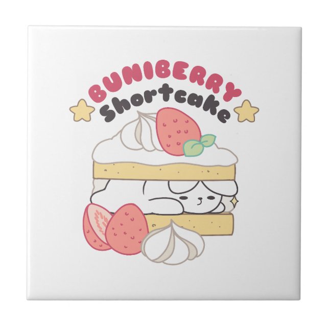 Sweet Snuggles: Buniberry Shortcake Delight Ceramic Tile (Front)