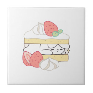 Sweet Snuggles: Buniberry Shortcake Delight Ceramic Tile
