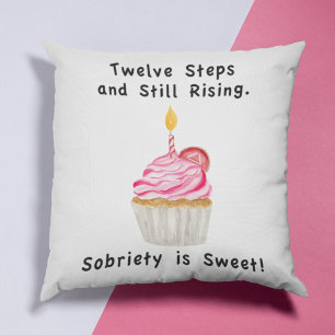 Sweet Sobriety: Cupcake with Candle, Recovery Coin Cushion