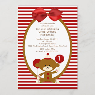 Sweet Sock Monkey Kids Birthday Invitation