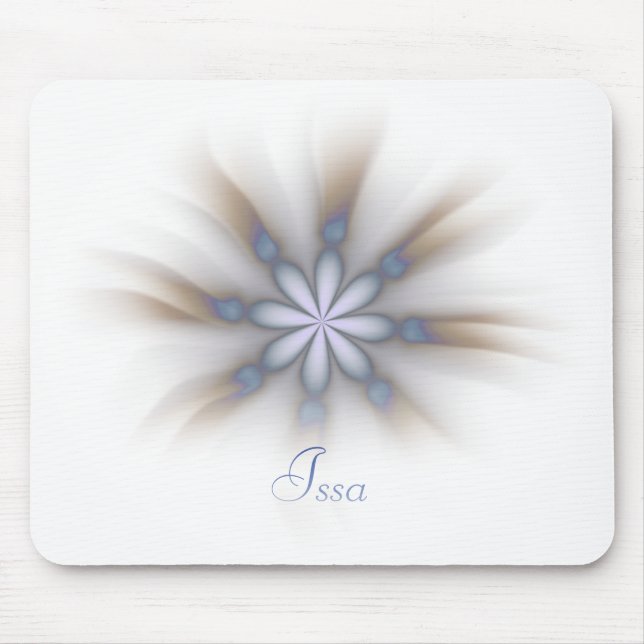 Sweet Soft Simple White Blue Coffee Flower-Like Mouse Pad (Front)