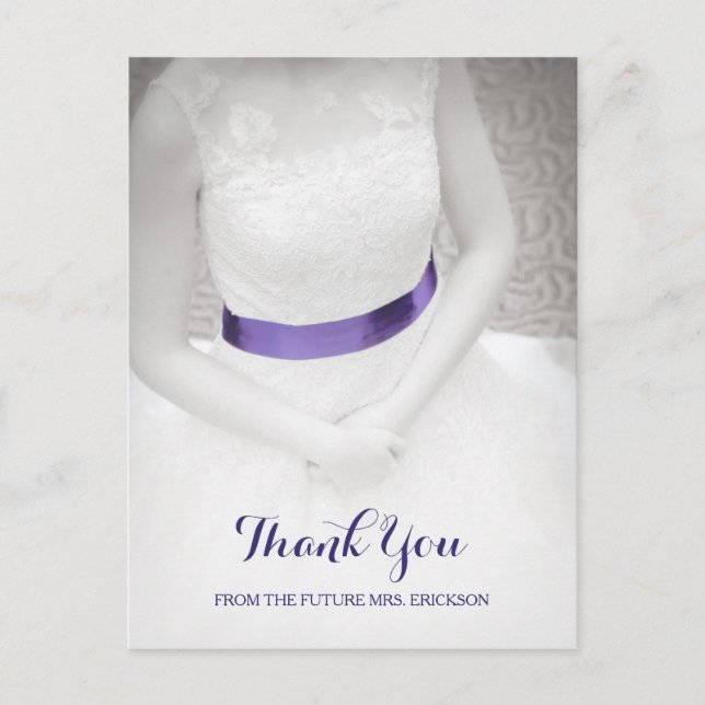Sweet Something Blue Sash Bridal Shower Thank You Postcard (Front)
